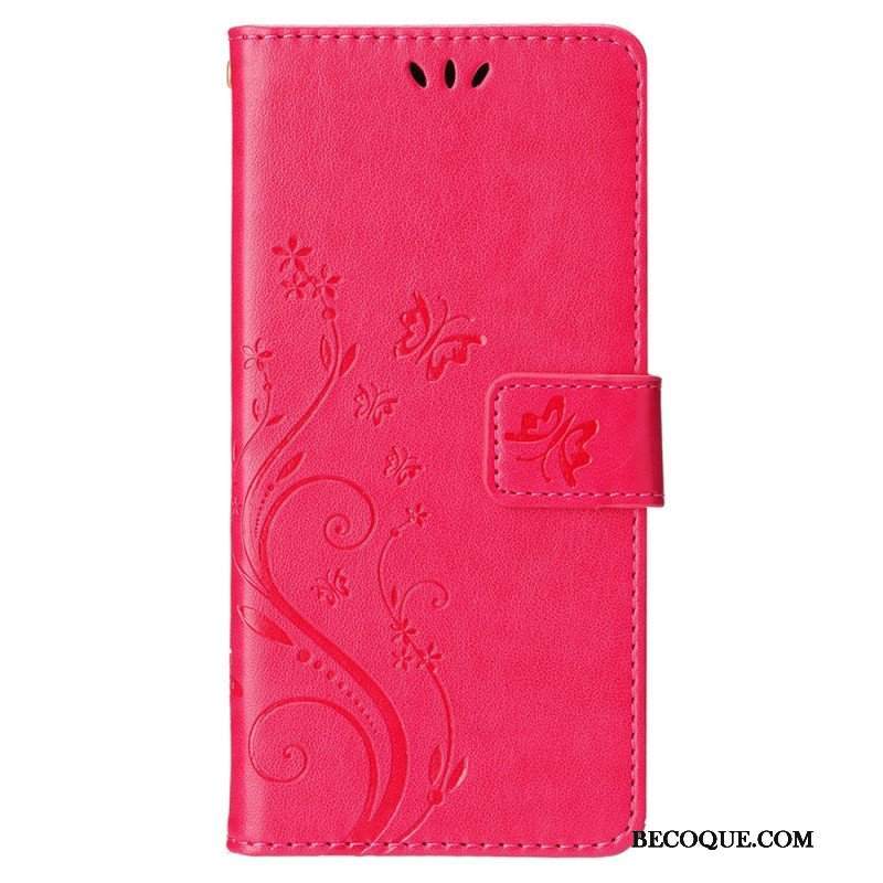 Etui Folio do iPhone 15 Plus Kwiaty I Motyle