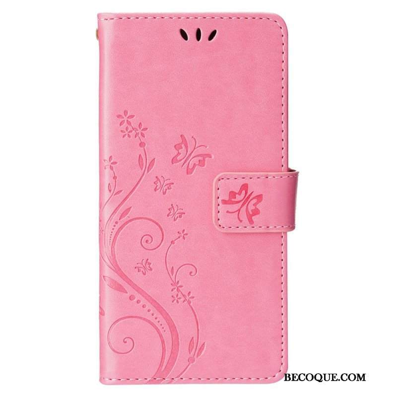 Etui Folio do iPhone 15 Plus Kwiaty I Motyle