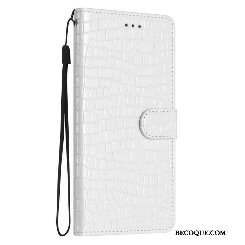 Etui Folio do iPhone 15 Plus Styl Krokodyla Z Paskiem