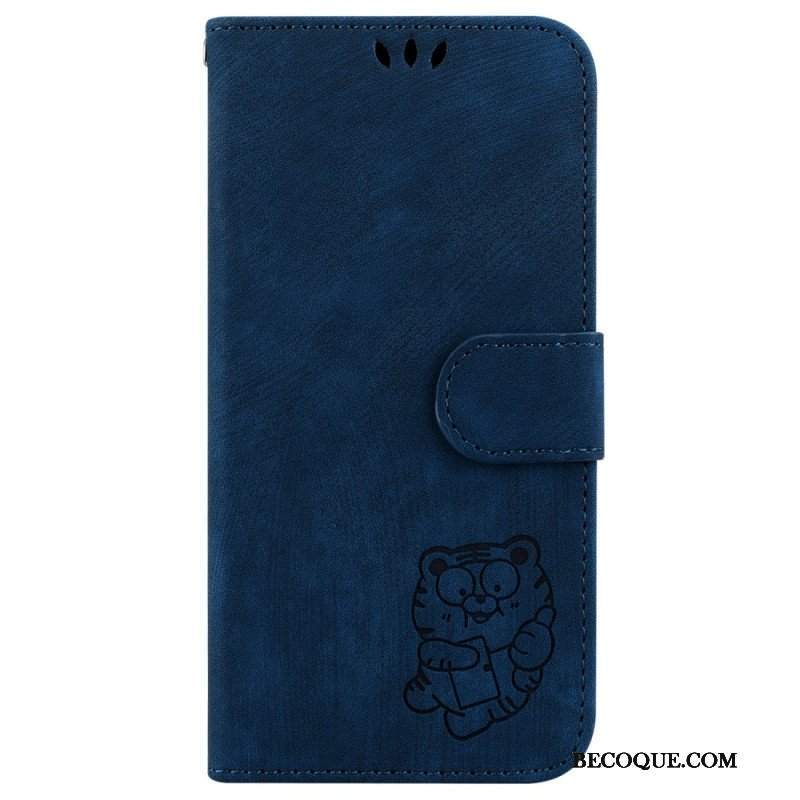 Etui Folio do iPhone 15 Pro Słodki Tygrys