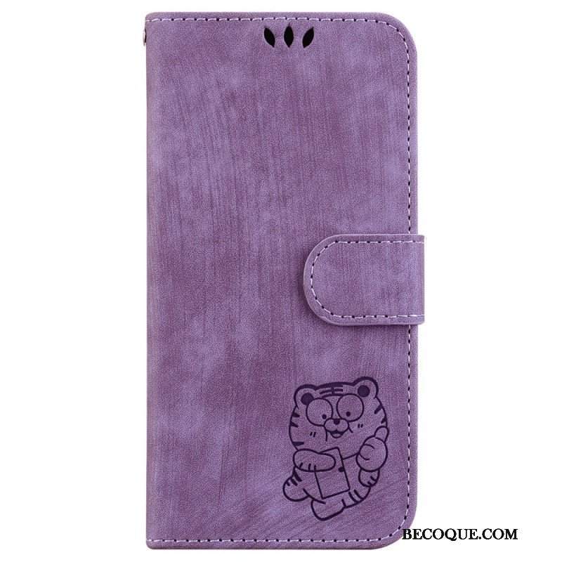 Etui Folio do iPhone 15 Pro Słodki Tygrys