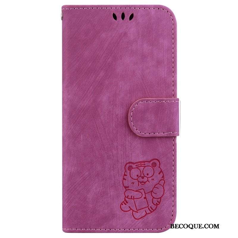 Etui Folio do iPhone 15 Pro Słodki Tygrys