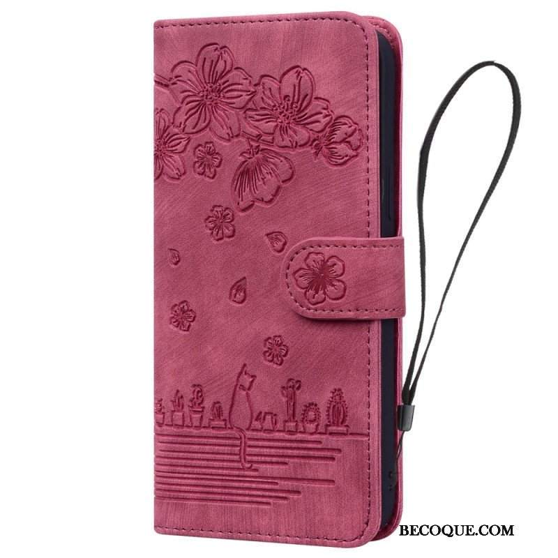 Etui Folio do iPhone 15 Pro z Łańcuch Stringi Cat Daydream