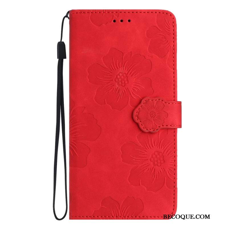 Etui Folio iPhone 16 Kwiatowy Wzór Z Paskiem
