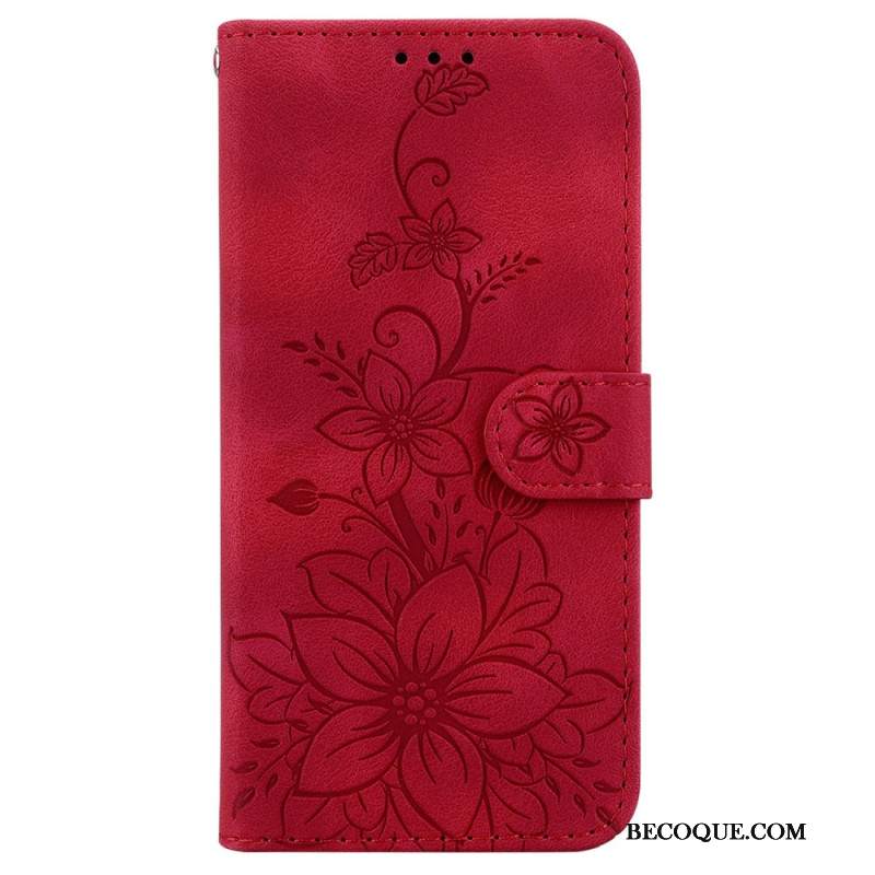 Etui Folio iPhone 16 Kwiatowy Wzór Z Paskiem Etui Ochronne