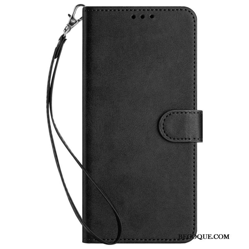 Etui Folio iPhone 16 Plus Sztuczna Skóra Z Paskiem Etui Ochronne