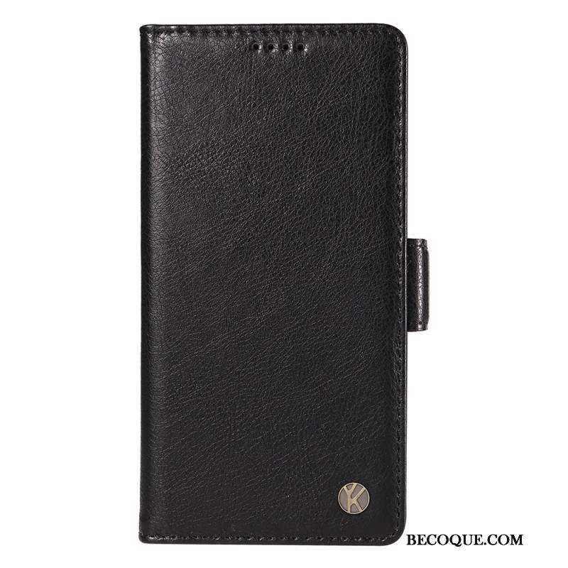 Etui Folio iPhone 16 Plus Tekstura Liczi Yikatu