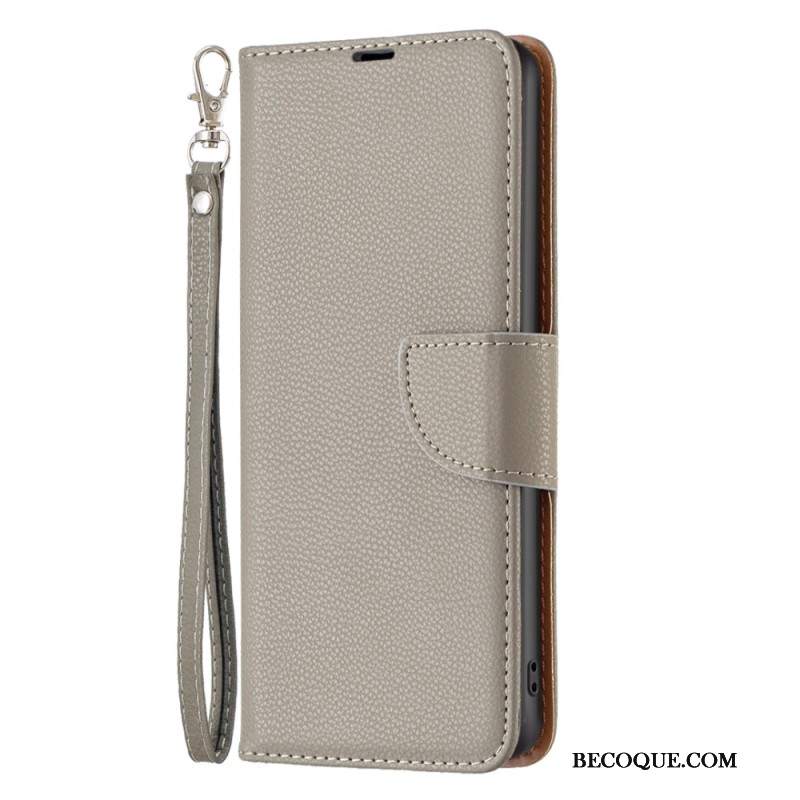 Etui Folio iPhone 16 Plus Tekstura Liczi Z Paskiem