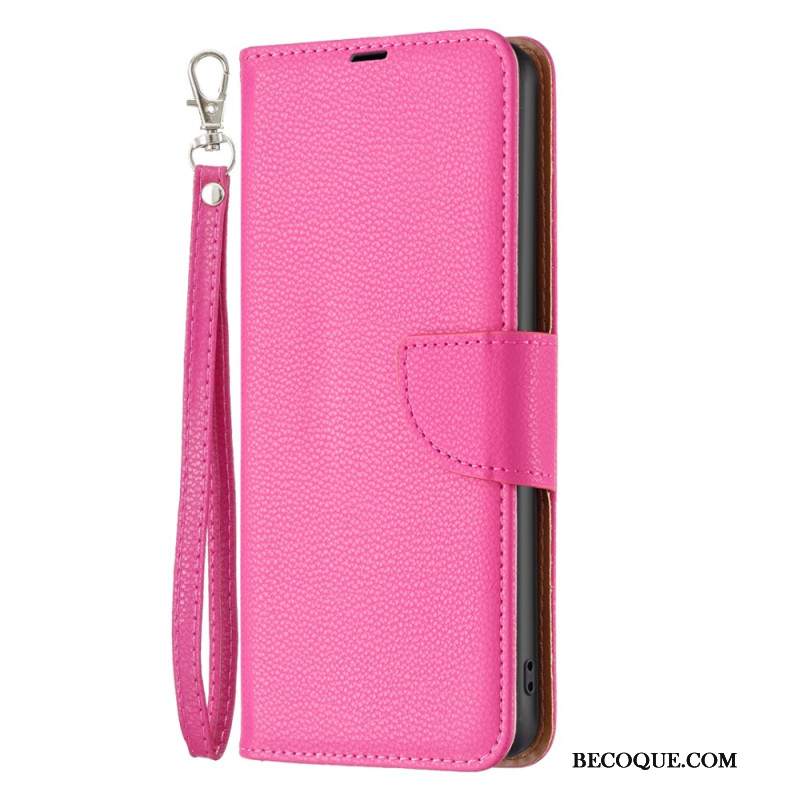 Etui Folio iPhone 16 Plus Tekstura Liczi Z Paskiem
