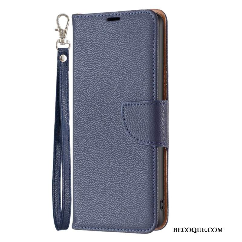Etui Folio iPhone 16 Plus Tekstura Liczi Z Paskiem