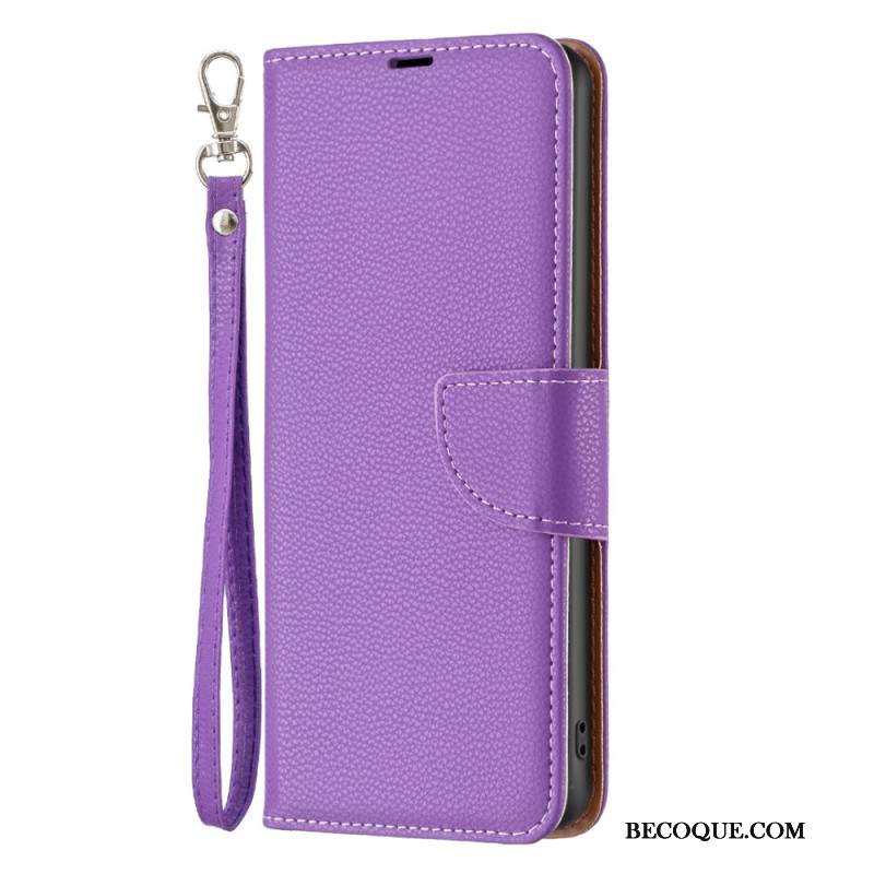 Etui Folio iPhone 16 Plus Tekstura Liczi Z Paskiem