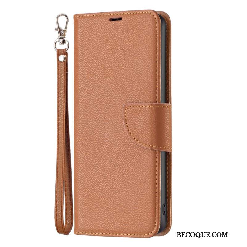 Etui Folio iPhone 16 Plus Tekstura Liczi Z Paskiem