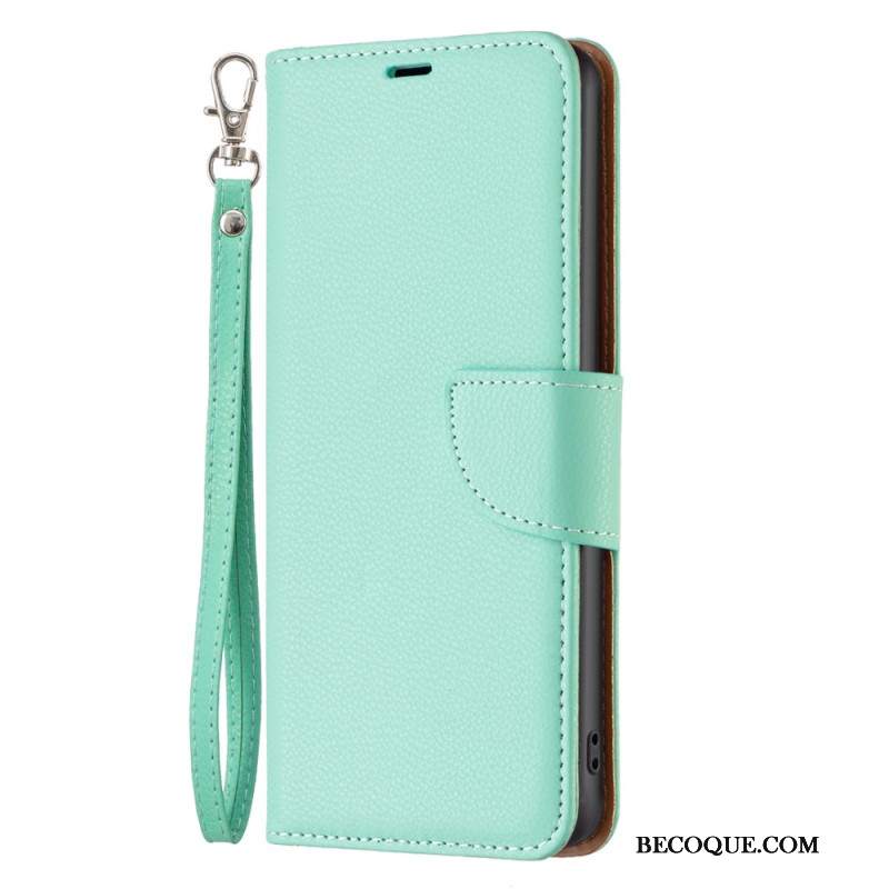 Etui Folio iPhone 16 Plus Tekstura Liczi Z Paskiem