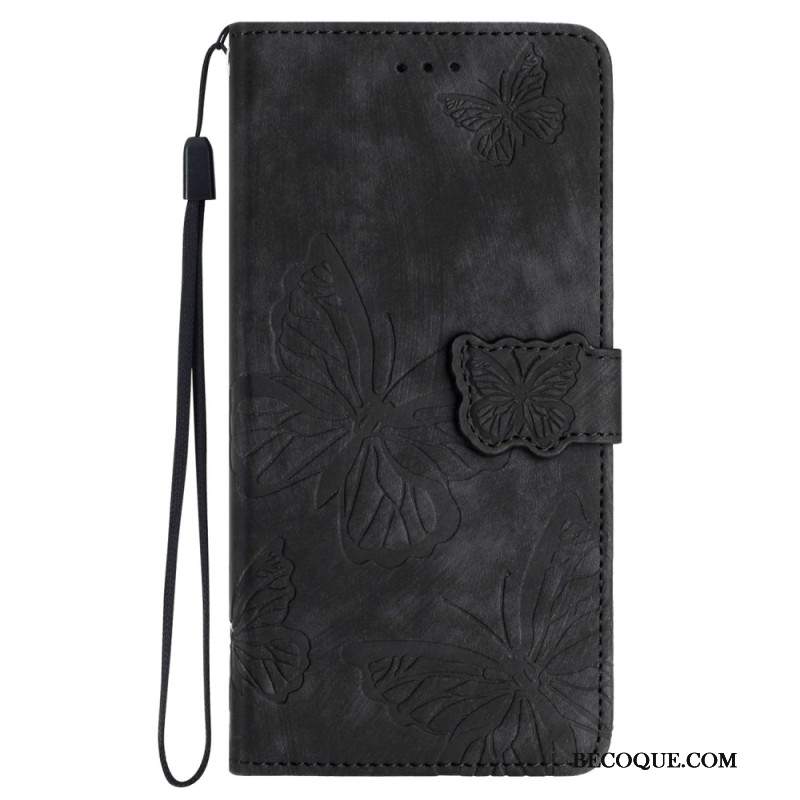 Etui Folio iPhone 16 Pro Efekt Zamszu W Kształcie Motyli