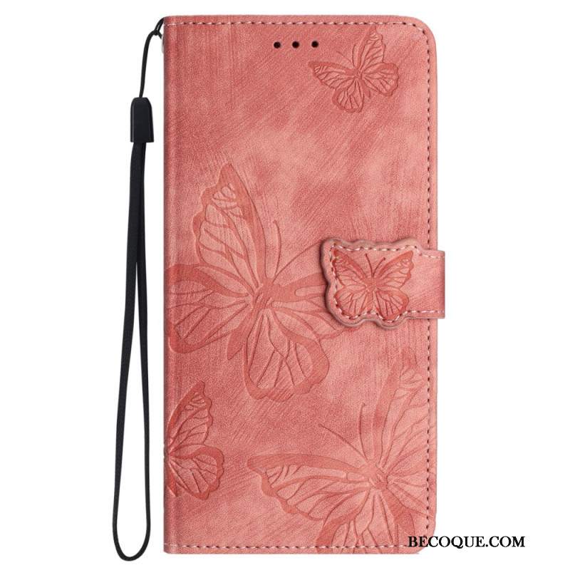 Etui Folio iPhone 16 Pro Efekt Zamszu W Kształcie Motyli