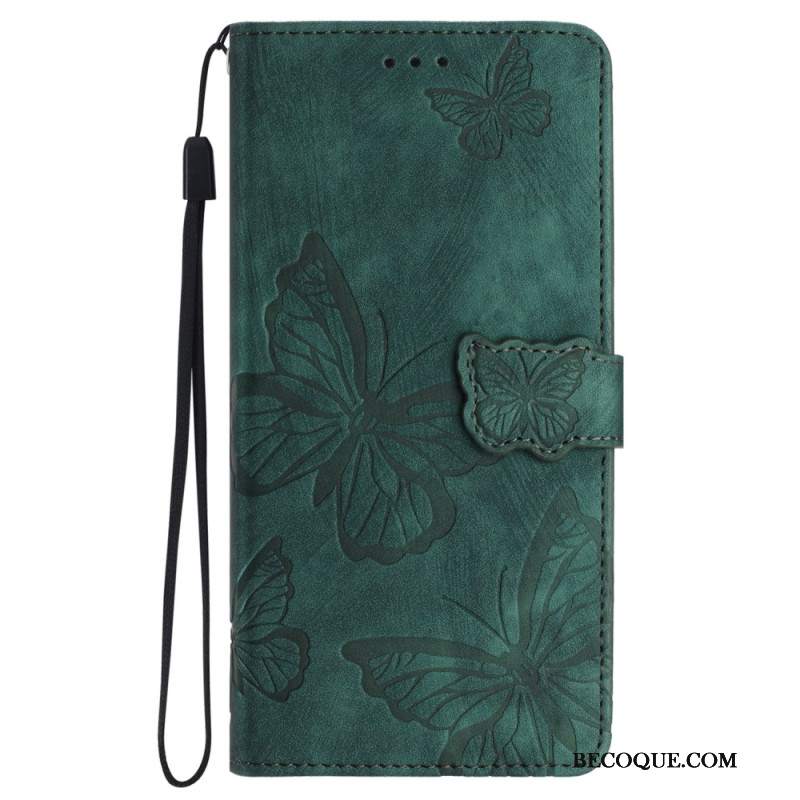 Etui Folio iPhone 16 Pro Efekt Zamszu W Kształcie Motyli