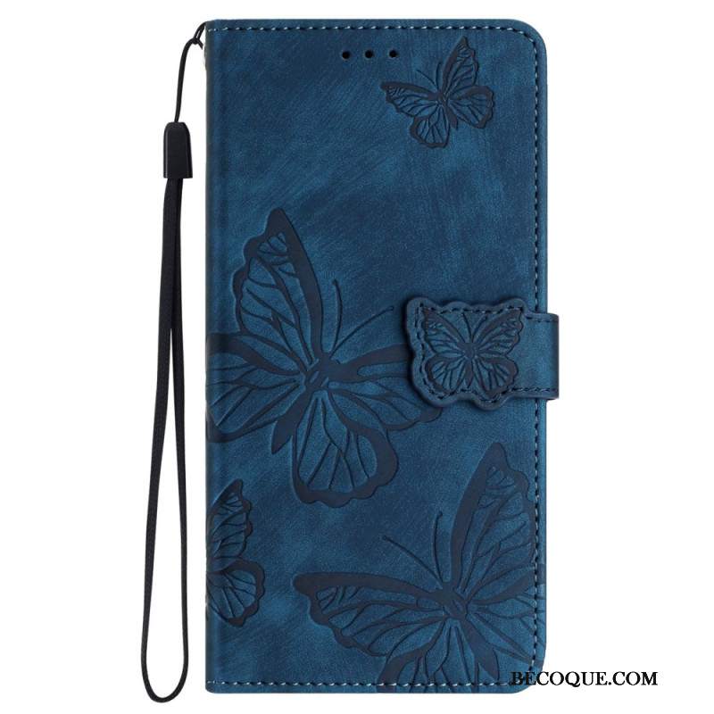 Etui Folio iPhone 16 Pro Efekt Zamszu W Kształcie Motyli