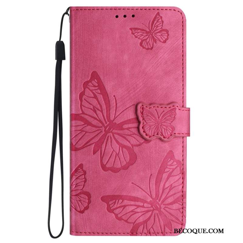 Etui Folio iPhone 16 Pro Efekt Zamszu W Kształcie Motyli