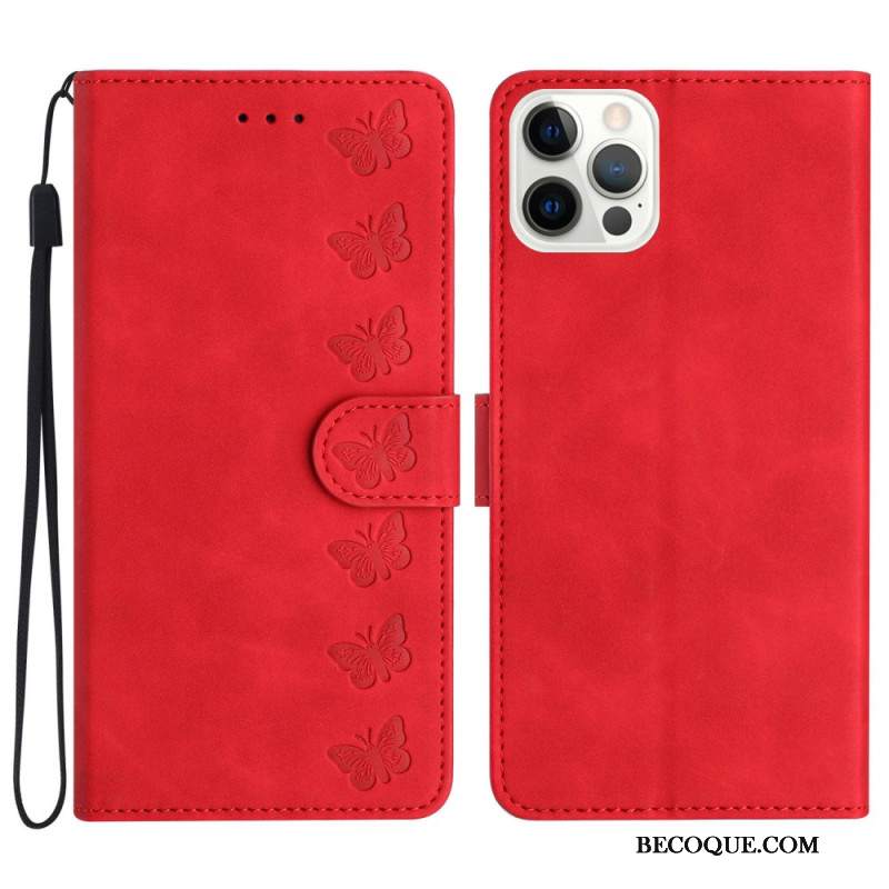 Etui Folio iPhone 16 Pro Fryz Motyli Etui Ochronne