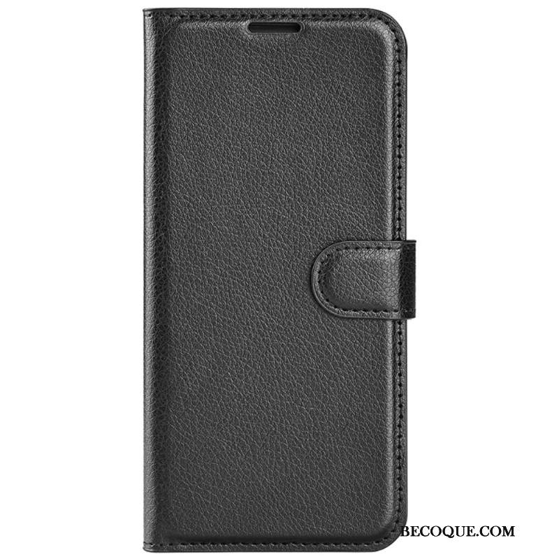 Etui Folio iPhone 16 Pro Max Klasyczna Sztuczna Skóra Litchi Etui Ochronne