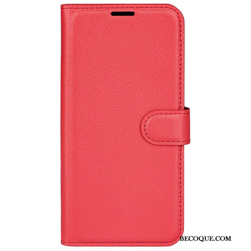 Etui Folio iPhone 16 Pro Max Klasyczna Sztuczna Skóra Litchi Etui Ochronne