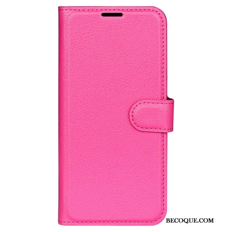 Etui Folio iPhone 16 Pro Max Klasyczna Sztuczna Skóra Litchi Etui Ochronne