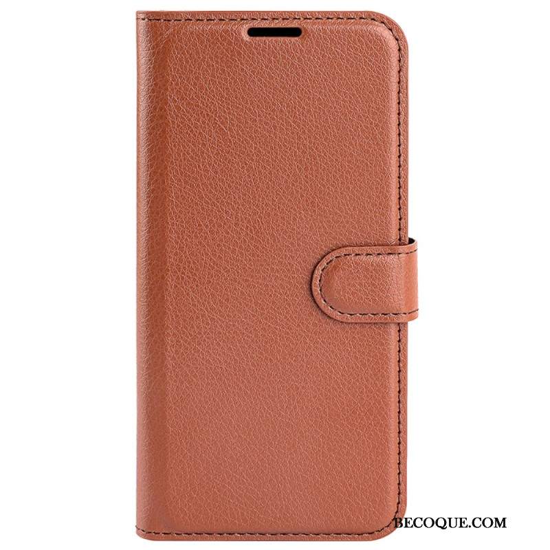 Etui Folio iPhone 16 Pro Max Klasyczna Sztuczna Skóra Litchi Etui Ochronne