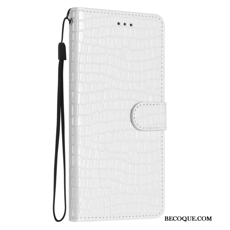 Etui Folio iPhone 16 Tekstura Krokodyla Z Paskiem