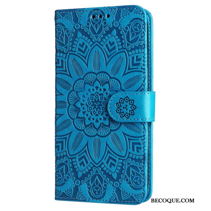 Etui Folio iPhone 16 Wzór Słonecznika Z Paskiem