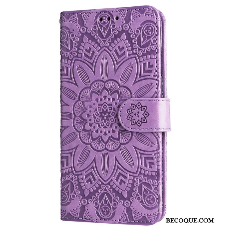 Etui Folio iPhone 16 Wzór Słonecznika Z Paskiem