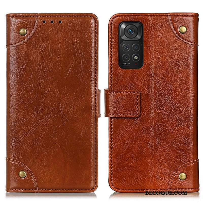 Etui Na Telefon Pokrowce do Xiaomi Redmi Note 11 / 11S Nity W Stylu Vintage Ze Skóry Nappa