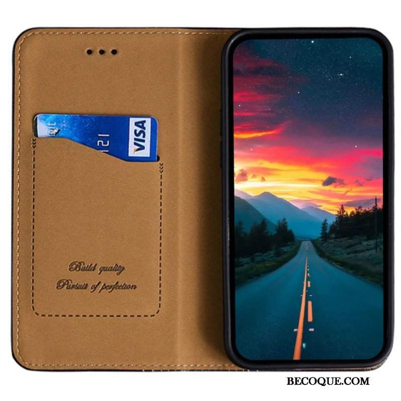 Etui Na Telefon do Honor 70 Etui Folio Skórzane Szwy Liczi