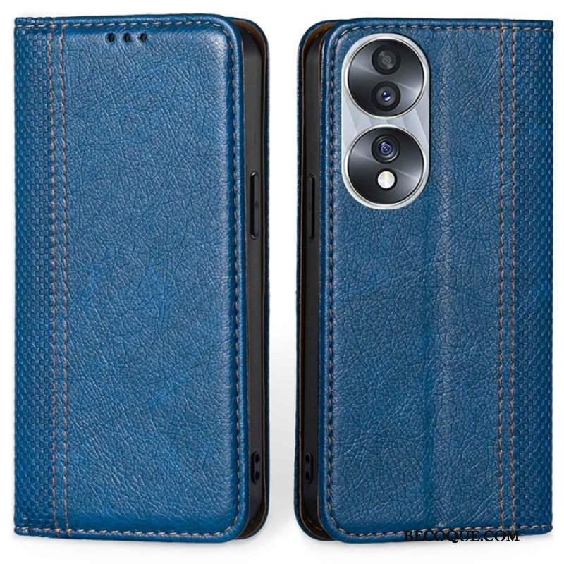 Etui Na Telefon do Honor 70 Etui Folio Skórzane Szwy Liczi