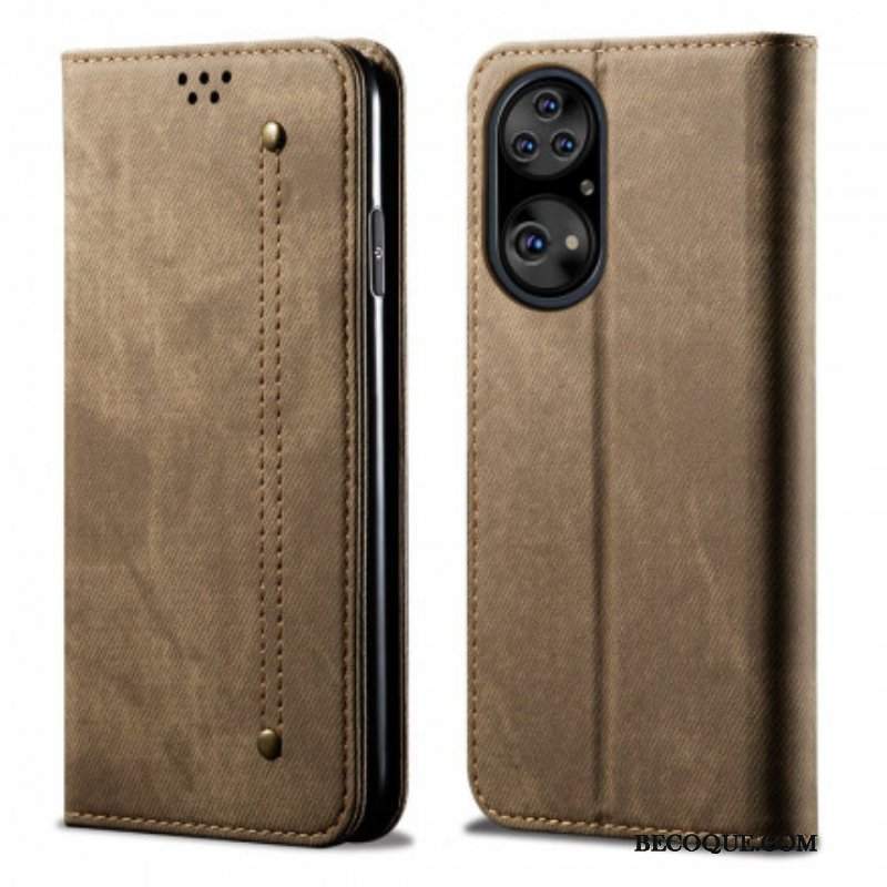 Etui Na Telefon do Huawei P50 Pro Etui Folio Tekstura Dżinsów Ze Sztucznej Skóry