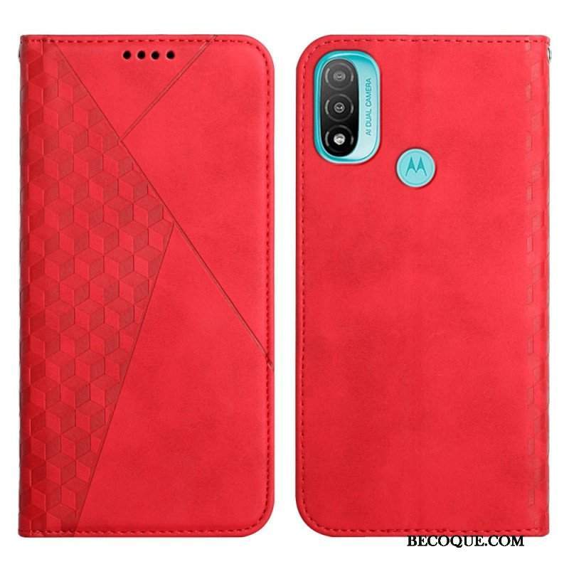 Etui Na Telefon do Moto E40 / E30 / E20 Etui Folio Efekt Geo Skóry