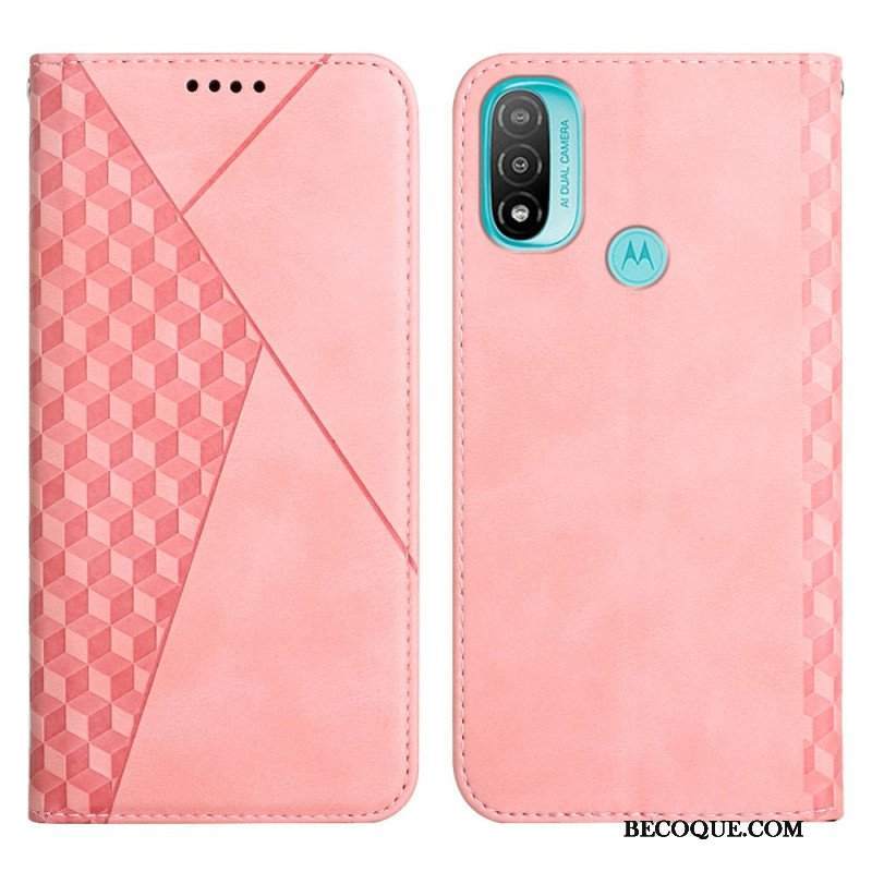 Etui Na Telefon do Moto E40 / E30 / E20 Etui Folio Efekt Geo Skóry