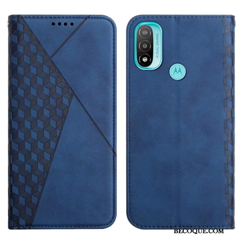 Etui Na Telefon do Moto E40 / E30 / E20 Etui Folio Efekt Geo Skóry