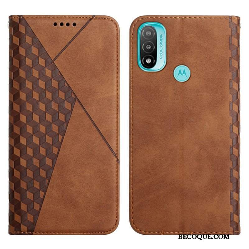 Etui Na Telefon do Moto E40 / E30 / E20 Etui Folio Efekt Geo Skóry