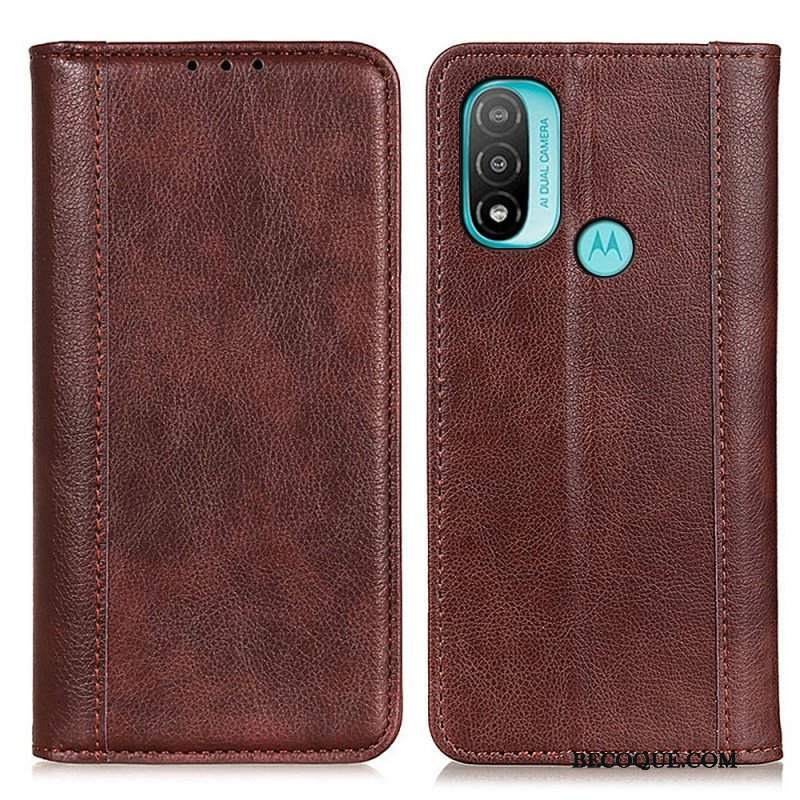 Etui Na Telefon do Moto E40 / E30 / E20 Etui Folio Elegancka Dwoina Skóry Liczi