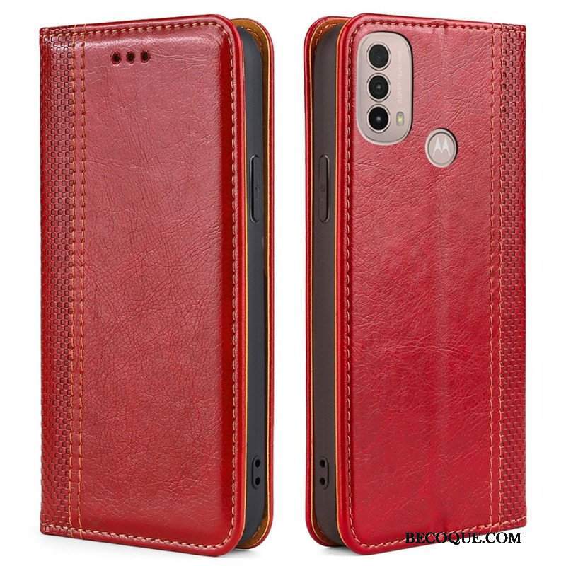 Etui Na Telefon do Moto E40 / E30 / E20 Etui Folio Przeszycia Ze Skóry Liczi