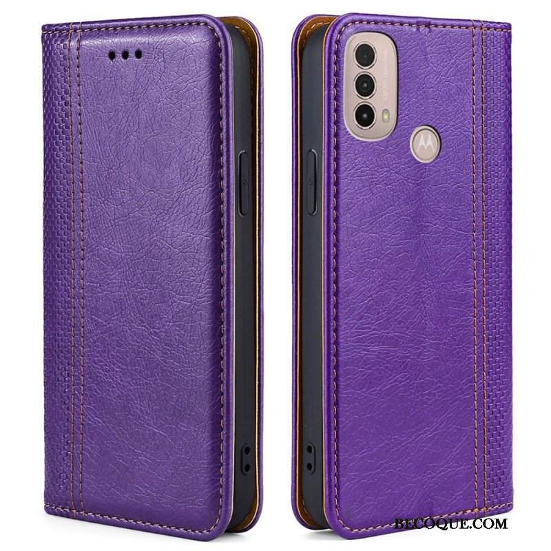 Etui Na Telefon do Moto E40 / E30 / E20 Etui Folio Przeszycia Ze Skóry Liczi