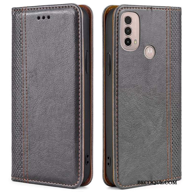 Etui Na Telefon do Moto E40 / E30 / E20 Etui Folio Przeszycia Ze Skóry Liczi