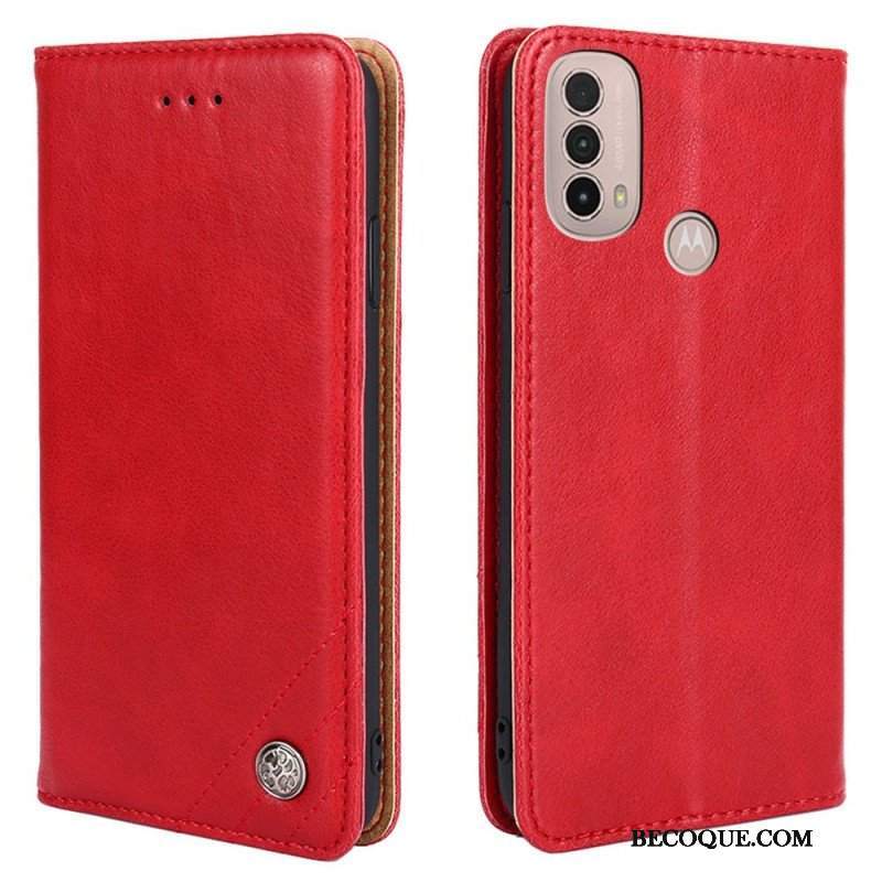 Etui Na Telefon do Moto E40 / E30 / E20 Etui Folio Stylowy Skórzany Nit