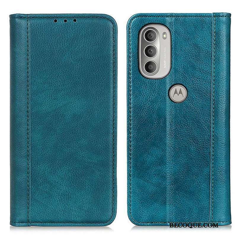 Etui Na Telefon do Moto G51 5G Etui Folio Elegancka Dwoina Skóry Liczi