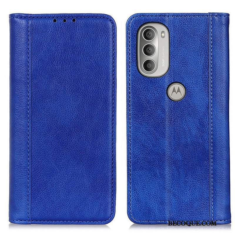 Etui Na Telefon do Moto G51 5G Etui Folio Elegancka Dwoina Skóry Liczi