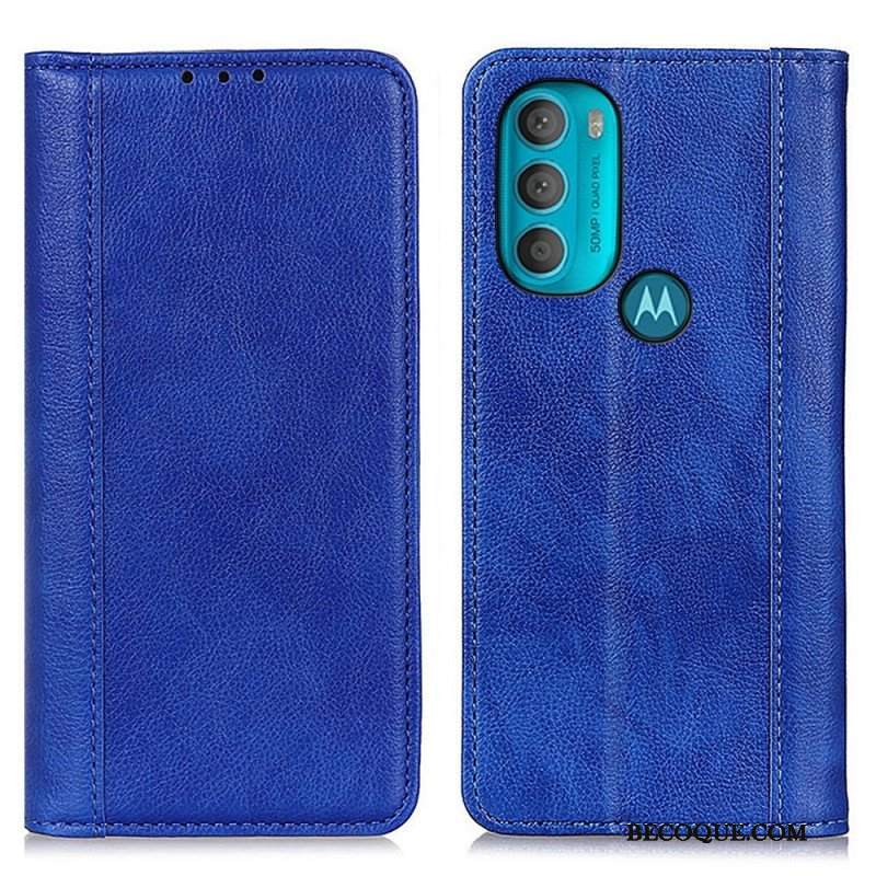 Etui Na Telefon do Moto G71 5G Etui Folio Elegancka Dwoina Skóry Liczi