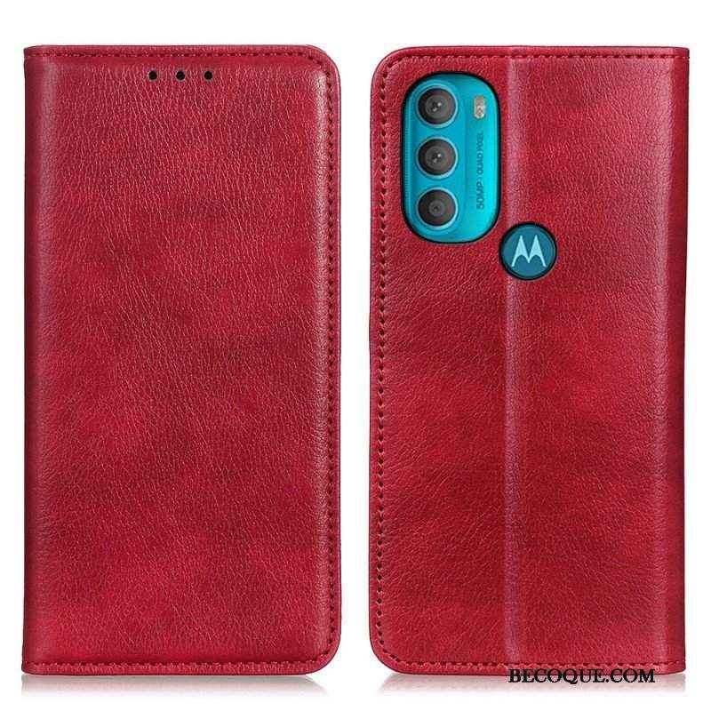 Etui Na Telefon do Moto G71 5G Etui Folio Teksturowana Dwoina Skóry