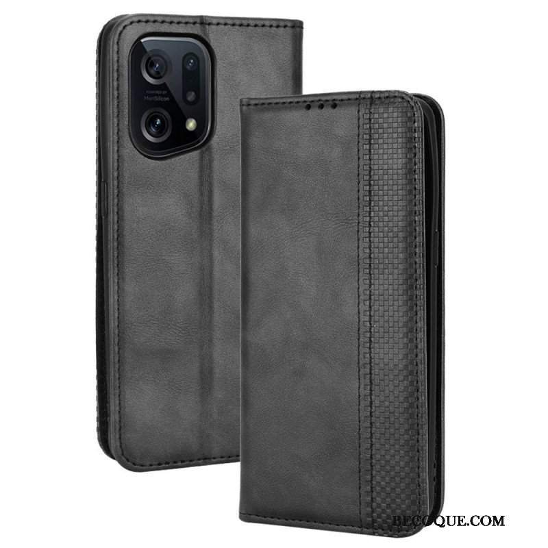 Etui Na Telefon do Oppo Find X5 Etui Folio Stylizowany Efekt Skóry W Stylu Vintage