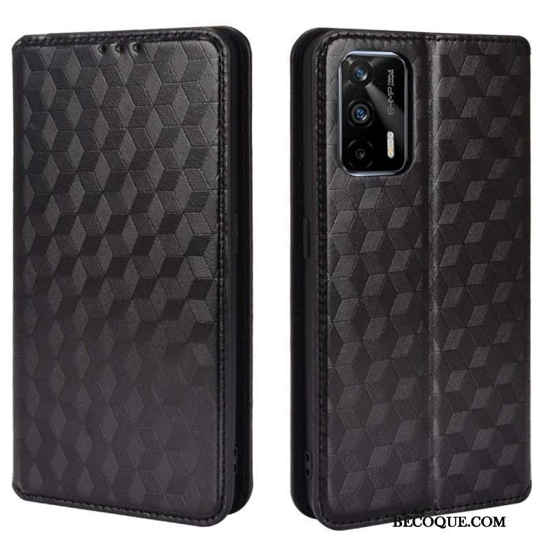 Etui Na Telefon do Realme GT 5G Etui Folio Efekt Diamentowej Skóry