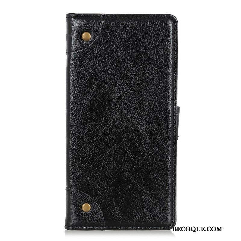 Etui Na Telefon do Samsung Galaxy A42 5G Etui Folio Nity Z Dzielonej Skóry Nappa